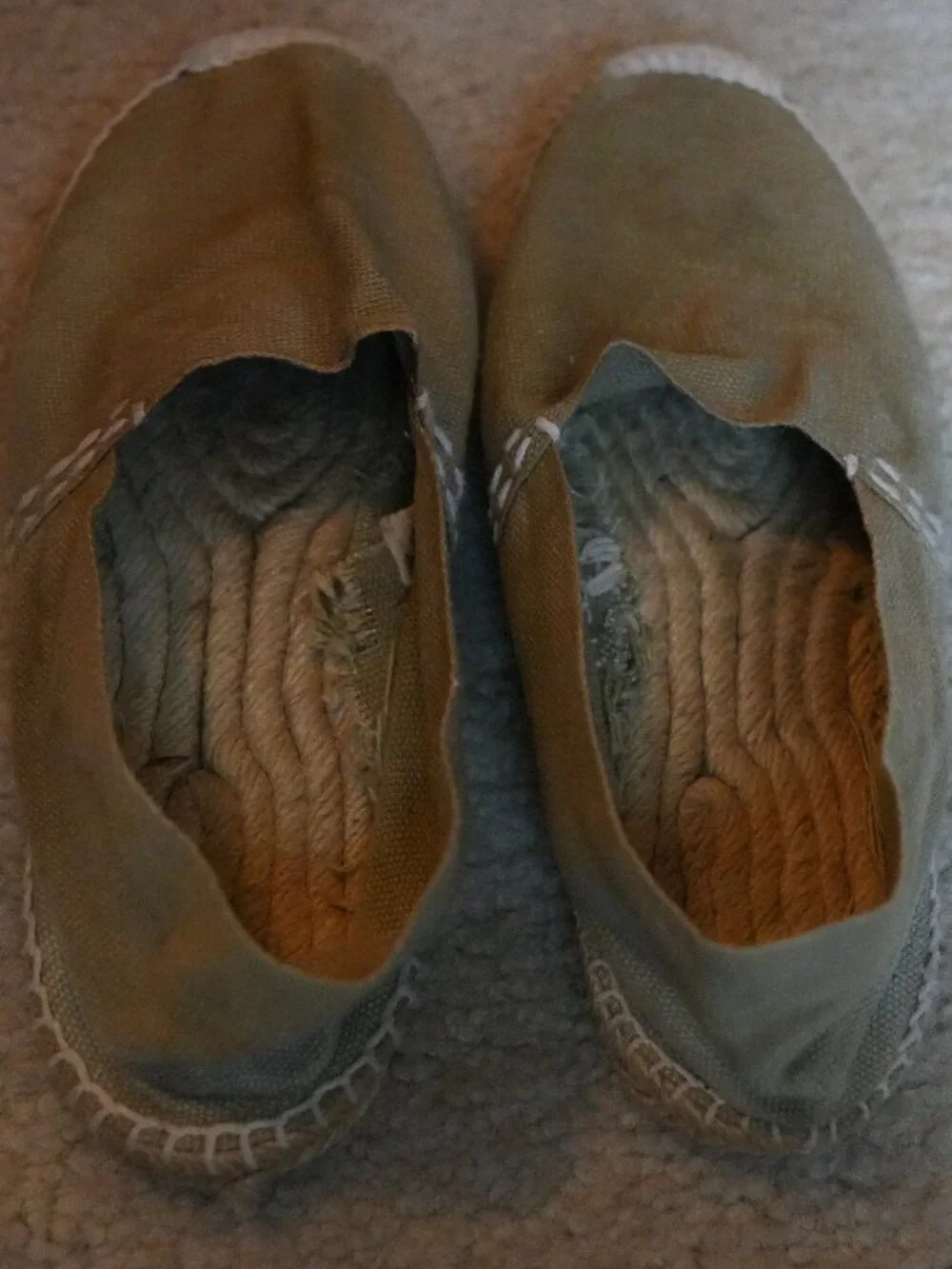 Handmade Spanish Olive Khaki Canvas Flat Espadrilles Slides Size 39 / US 8